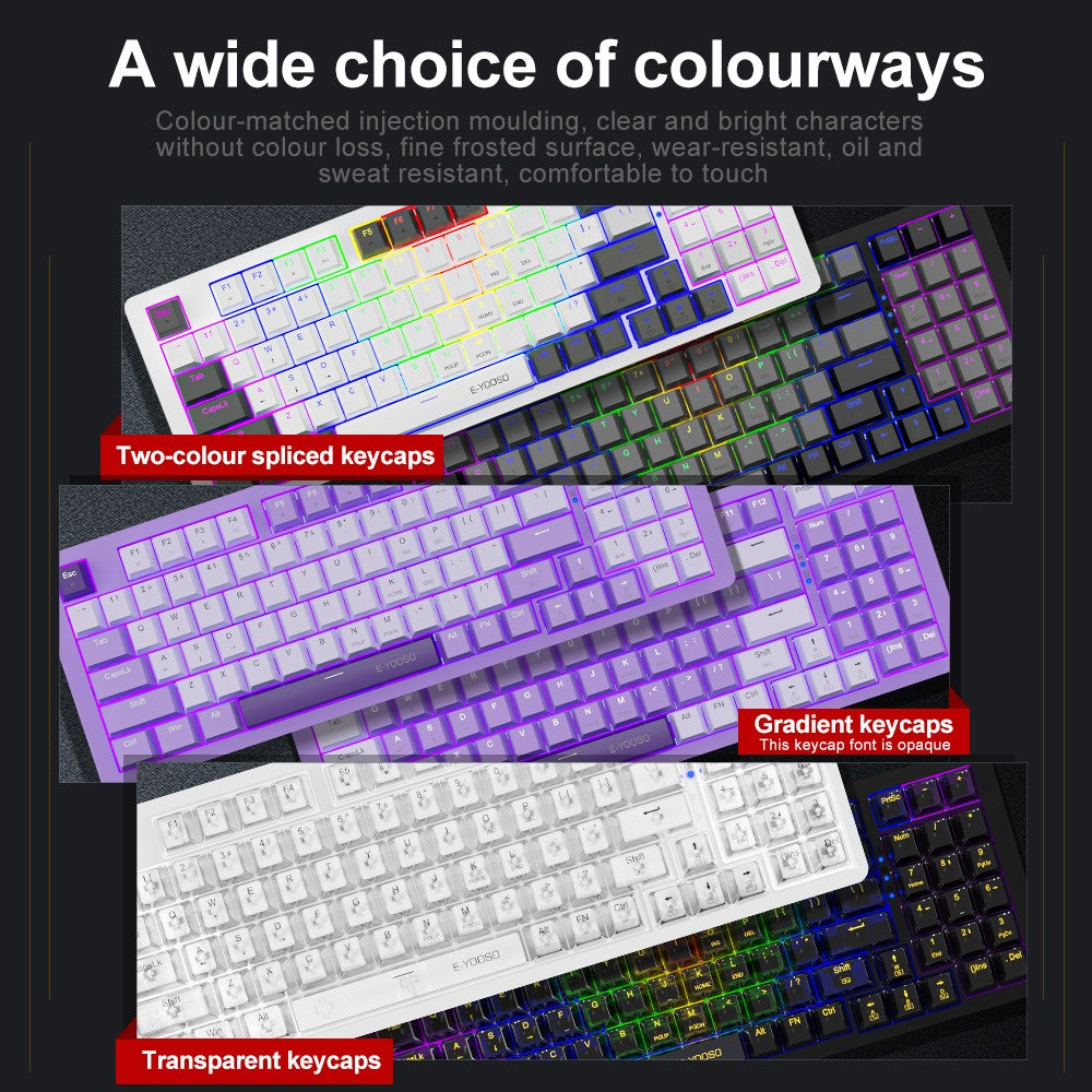 Teclado Mecânico Gamer E-YOOSO Z94 USB com Fio LED Monocromático Retroiluminado Switch Azul Vermelho 94 Teclas para Computador Laptop PC