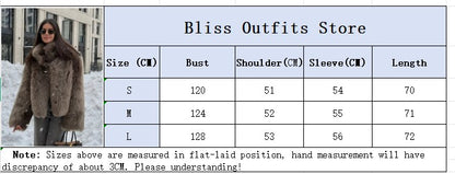 Women Patchwork Faux Fur Coat Elegant Contrast Full Sleeve Lapel Loose Long Staple Plush Jacket Winter High Street Outerwears