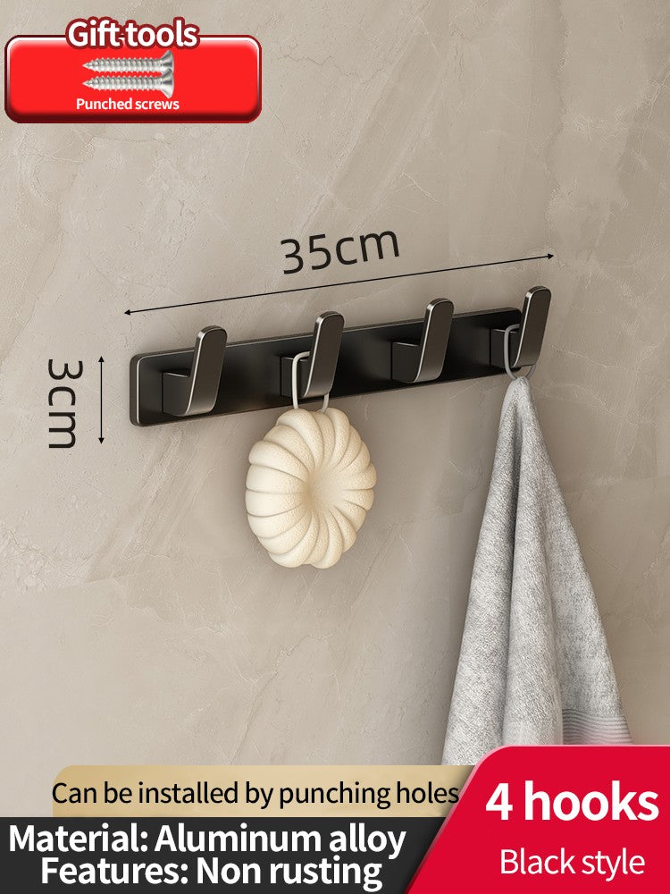 no drill Space Aluminum punch-free Kitchen Hook Bathroom Clothes Hooks Storage Rack Hook Door Wall Hanging Household Accessories