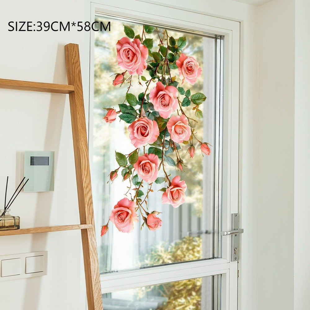 Pink Tree Branches Birds Butterflies Elf Girls Meet Wall Stickers Bedroom Children's Room Home Wall Decoration Self-adhesive