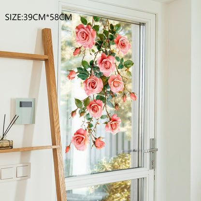 Pink Tree Branches Birds Butterflies Elf Girls Meet Wall Stickers Bedroom Children's Room Home Wall Decoration Self-adhesive