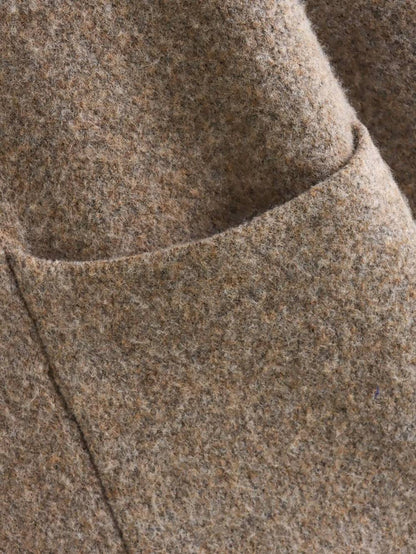 Women's Fashion Scarf Short Knit Coat Jacket Loose Warm Long Sleeve Two Pieces Solid Color High Street O-Neck Outerwear