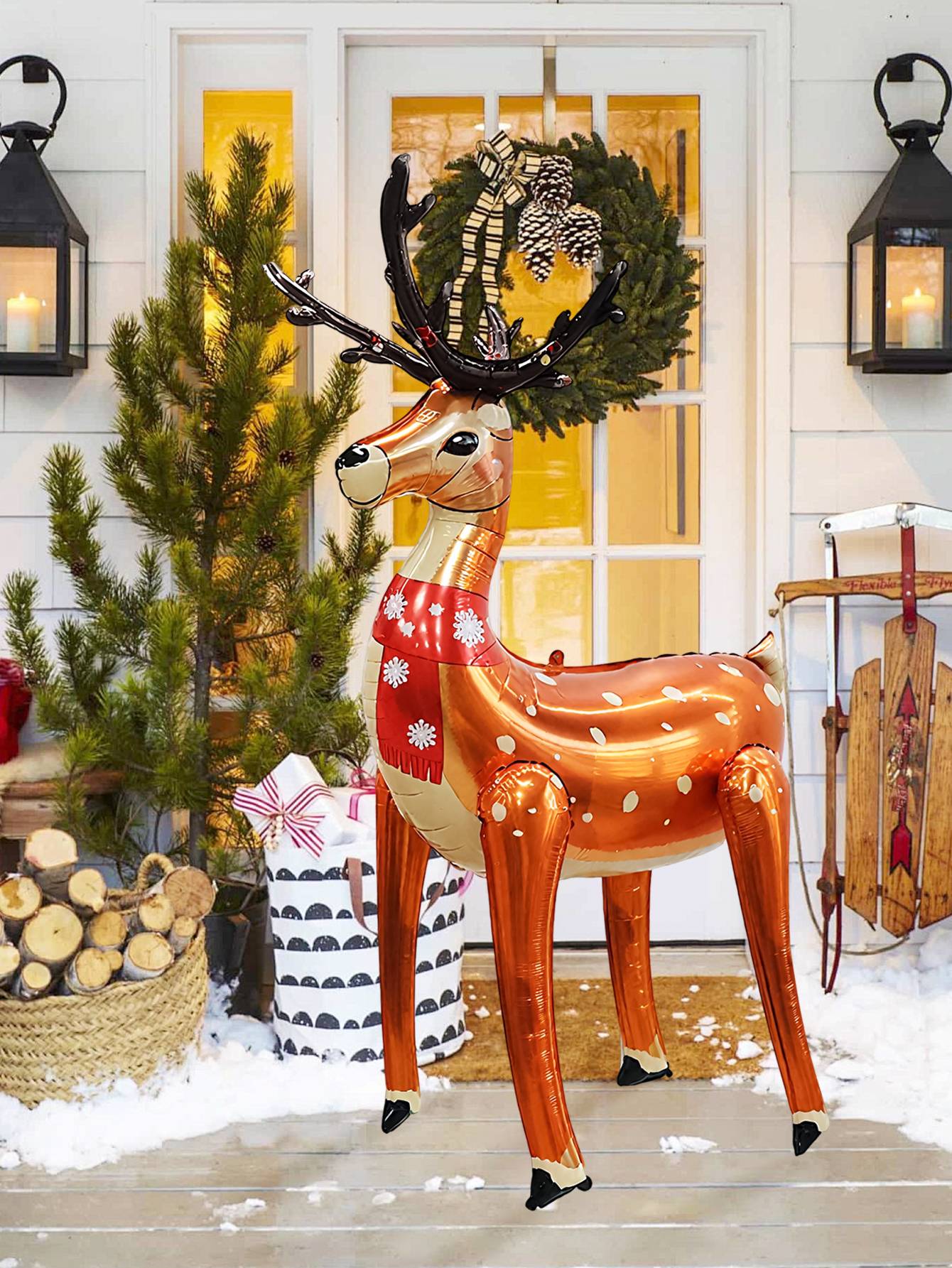1/2pcs ?Standing Christmas Elk Balloon, Christmas Party, Winter Themed Birthday, Garden Deer Balloons, New Year Party Decoration