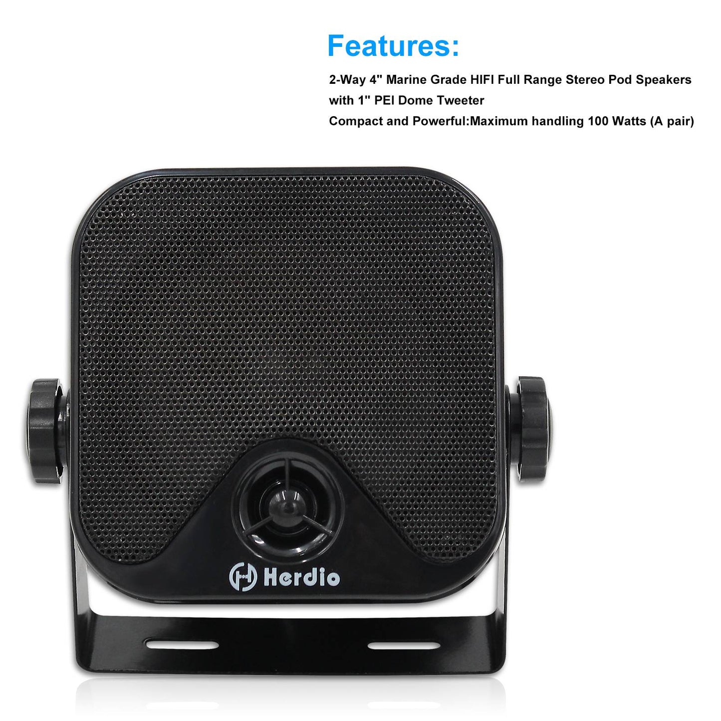 Alto-falantes Bluetooth marinhos à prova d'água Herdio 4" 100W para serviço pesado, montados em superfície para trailer, minicarregadeira, quadriciclo, UTV, RZR, carrinho de golfe