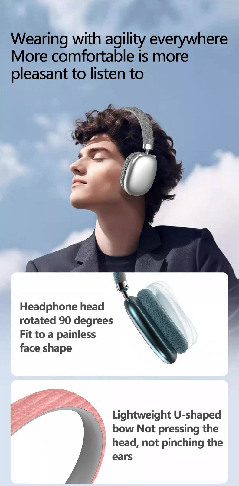 Fone de Ouvido Sem Fio Montado CEKACA P959, Suporte para Cartão, Compatível com Celulares 5.3, Acessórios para Fones de Ouvido
