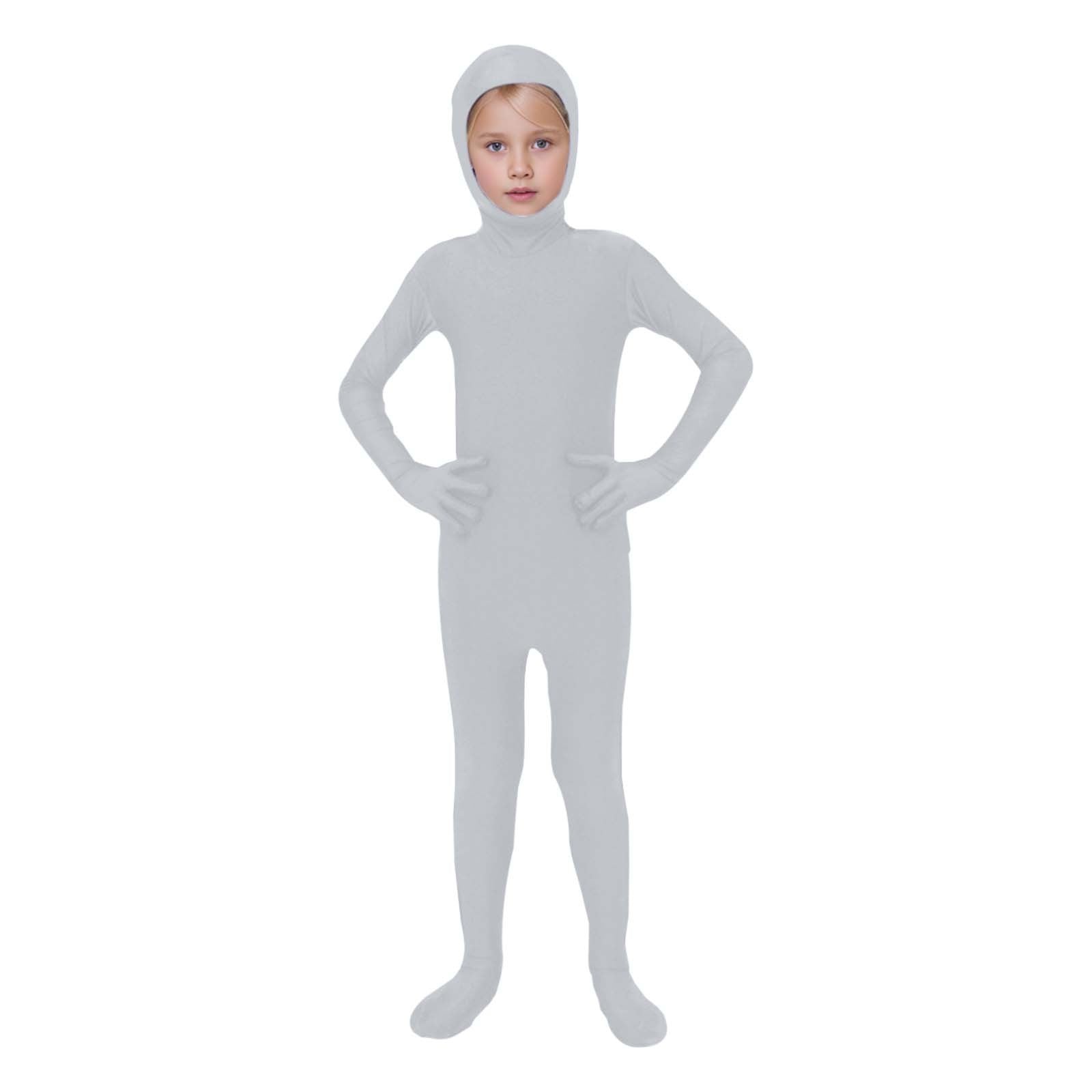 Kids Invisibility Jumpsuits Role Play Tights Full Body Suit Solid One-Piece Jumpsuit Halloween Costume Funny Romper Performance