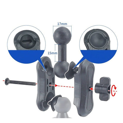 Double socket arm with 17mm Dual Ball Head Adapter for Cellphone holder for Magnetic Phone Mount Foldable Mount Accessories