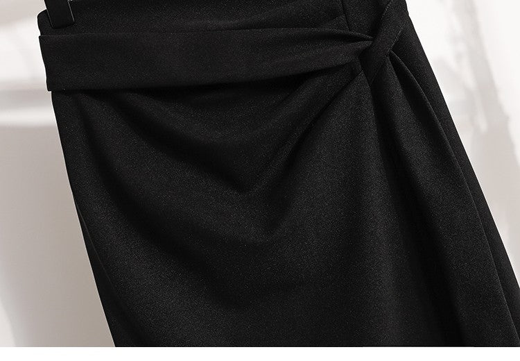 2025 Plus Size Elegant Asymmetrical Slit Skirts Autumn Winter Mid-Length A-Line Skirt Women's High Waist Oversized Suit Skirts