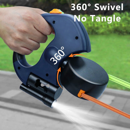 Guia Dupla Retrátil Automática para Cães 3m com Lanterna LED Caixa para Saco de Lixo Coleira Dupla Roda 360 Graus Acessórios para Animais de Estimação