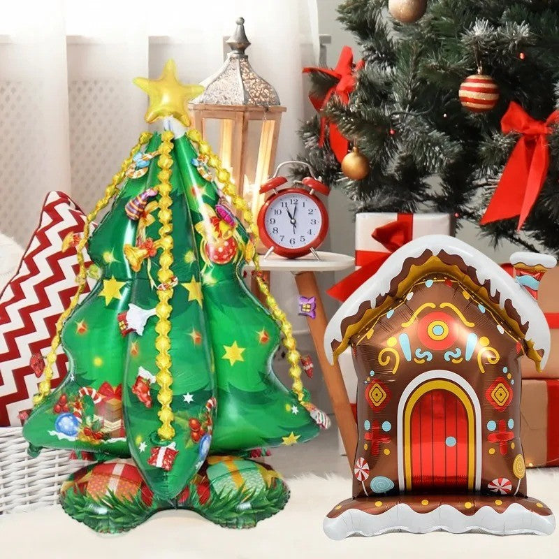 Large Christmas Standing Balloons Christmas Aluminum Film Balloon Santa Claus Snowman Balloon for New Year Xmas Party Home Decor
