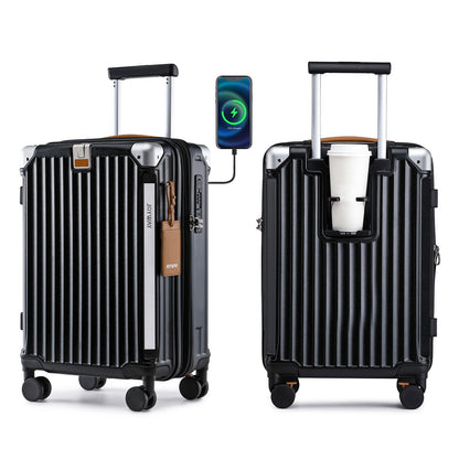 Conjuntos de Bagagem Joyway 3 Peças, Malas Expansíveis com Porta-Copos Inteligente e Porta USB, Malas Rígidas de Bordo e Despachadas com Cadeado TSA