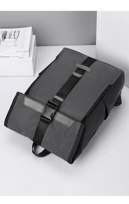 Mochila moderna 2025 com toque atlético, tecido à prova d'água, para laptop de 15,6 polegadas, design roll-top, grande capacidade para o dia a dia, viagens e escola