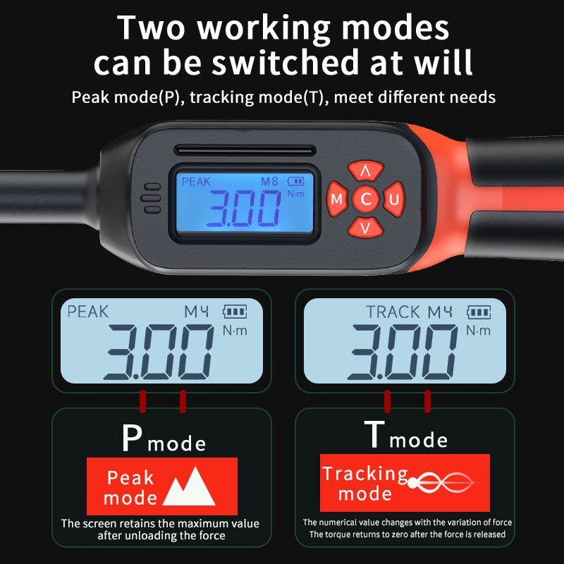 Chave de Torque Digital MOVECRAB 1.5-340 N.m com Valores Predefinidos, Precisão de 2%, Buzzer e Notificação por Flash LED