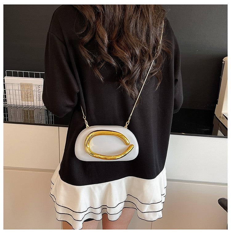 Women's Shoulder Bag, Crossbody Evening Clutch, Chain Design Handbag Purse, Stylish Ladies' Accessory for Parties & Events