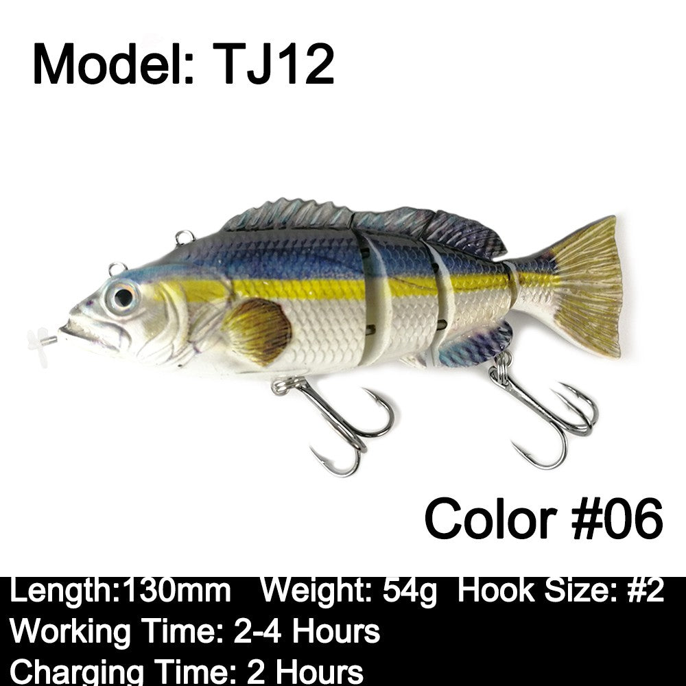 Iscas Robóticas de Natação 130mm 4 Segmentos Swimbait 35/54g Pesca Auto Elétrica Wobblers Recarregável USB Luz LED Para Baixo e Lúcio