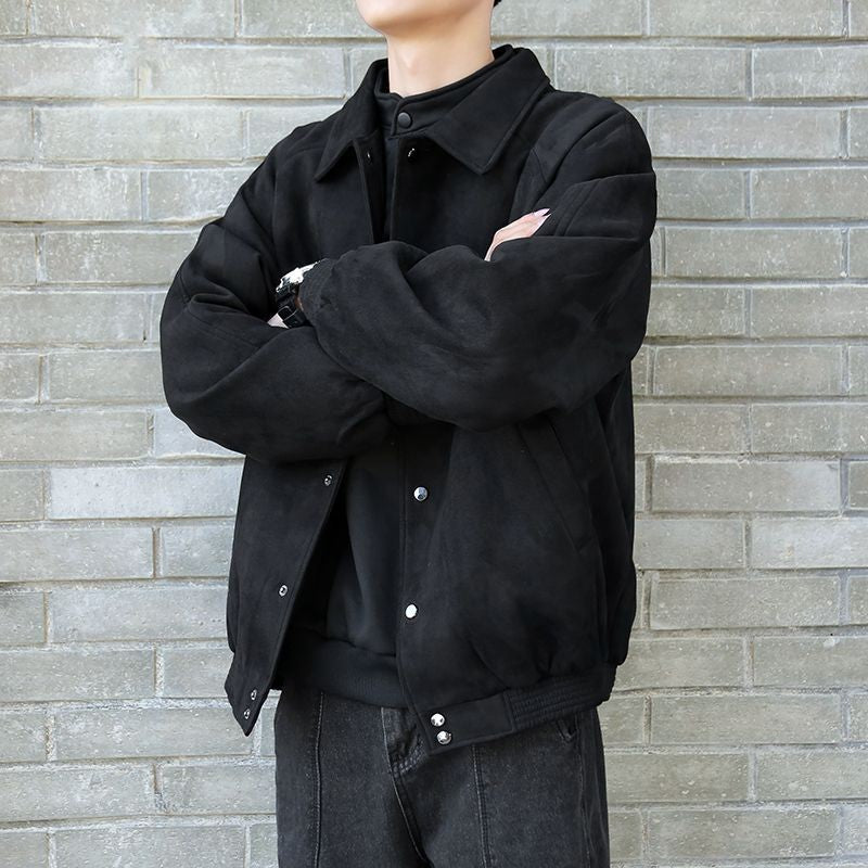 Men's Fashion Vibe Style Faux Suede Oversized Casual Jacket Autumn Streetwear Trendy Bomber with Premium Look