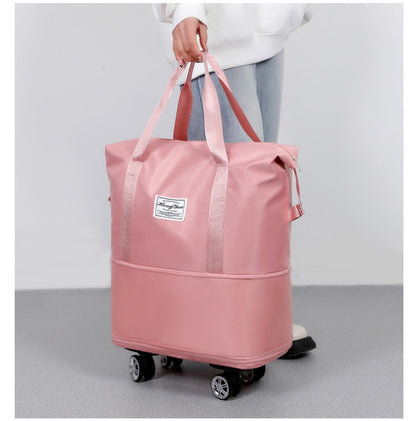 Mala expansível com rodízio universal Grande capacidade de armazenamento para separação de itens secos e molhados Bolsa de viagem e fitness leve