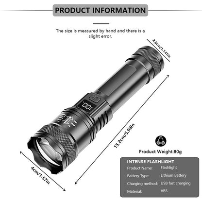 Rechargeable LED Flashlights Zoomable Torch with 18650 Battery 7Modes Waterproof High Power Hand LightFor Outdoor Camping Hiking