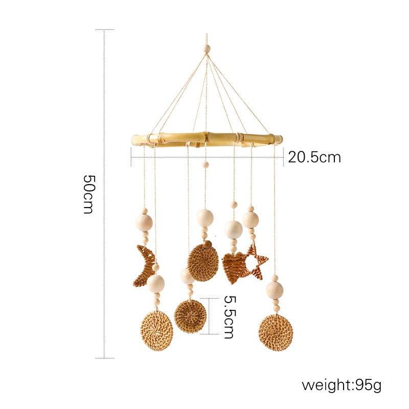 Baby Wooden Bed Bell Cartoon Rabbit Mobile Hanging Rattles Toy Hanger Crib Mobile Bed Bell Wood Toy Holder Arm Bracket Kid Gifts