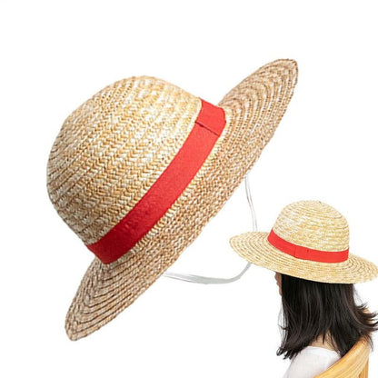Multifunctional Straw Hat for Men Women Luffy Cosplay with String Sun Beach Party Travel Performance Costume Straw Caps