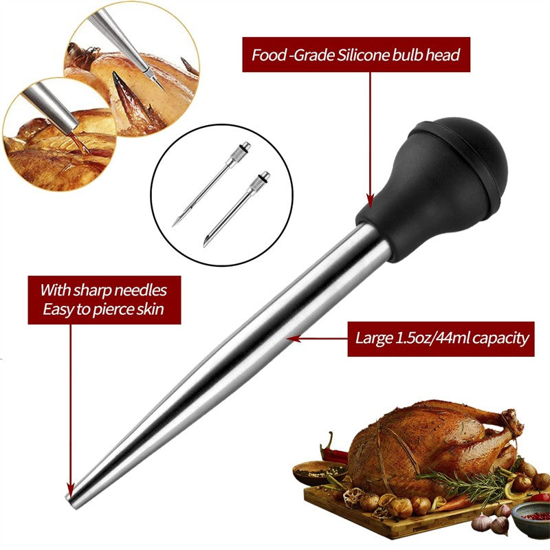 Flavor Needle BBQ Meat Syringe Marinade Turkey Baster Needle Set Kitchen Cooking Pork Steak Meat Sauces Barbecue Seasoning Tool