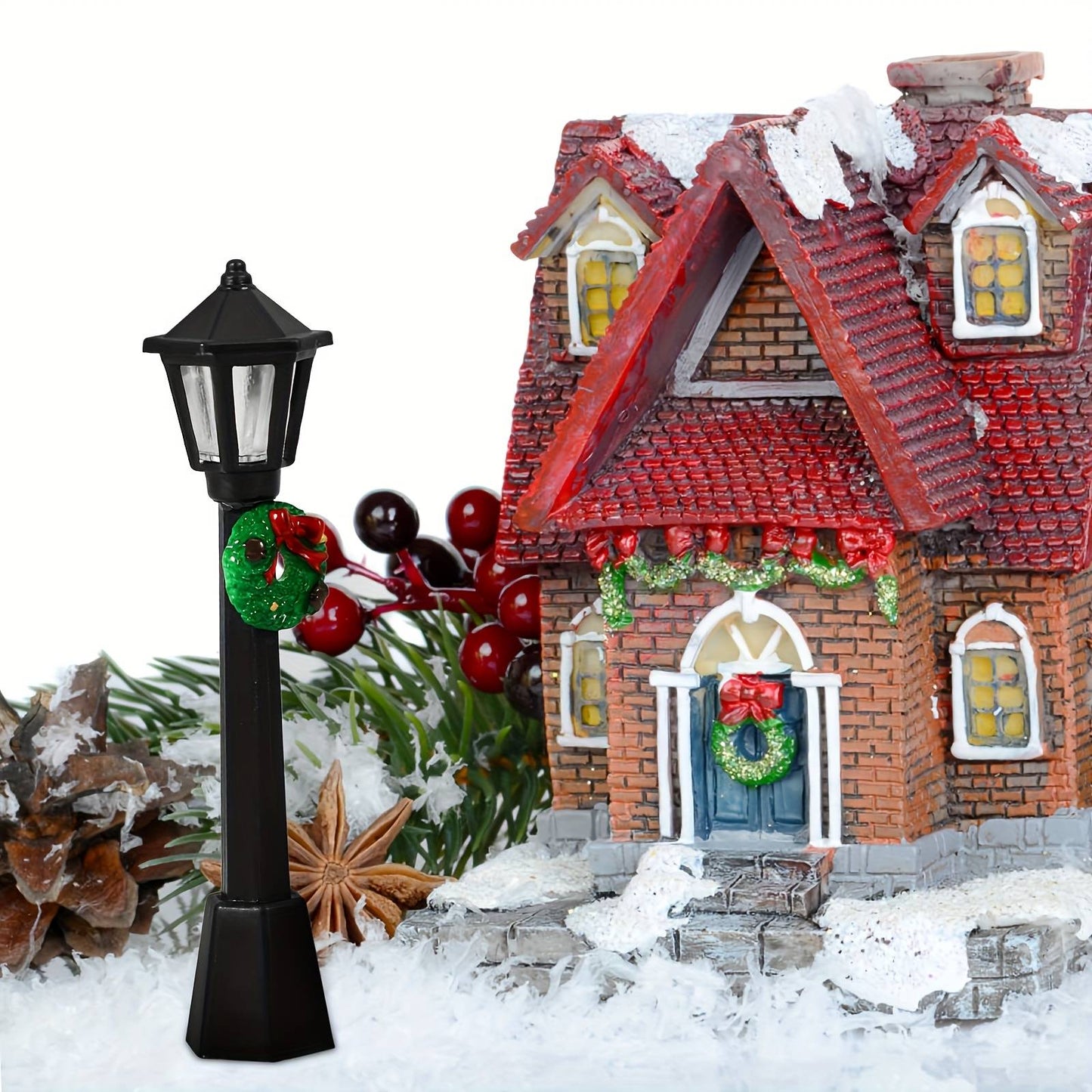 3pcs/5pcs mini Christmas street light ornaments, small plastic lantern decorations, no power supply required, suitable for dollh