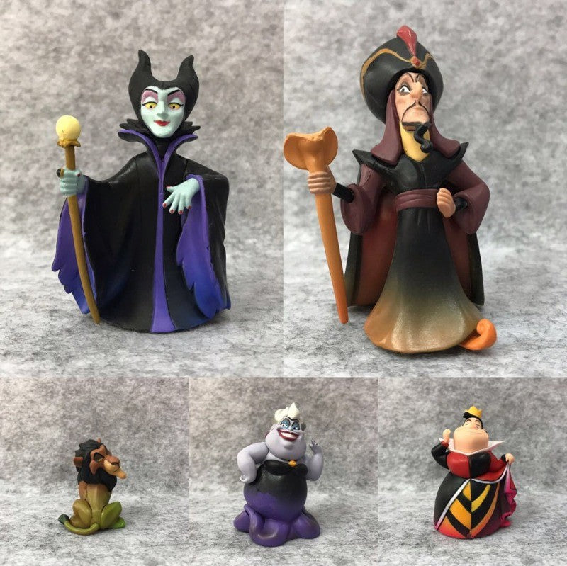 5 pçs Disney Vilões Bonecos de Ação Brinquedos O Rei Leão Scar Úrsula Jafar Malévola Rainha de Copas Boneco Anime Modelo de Pvc Presente
