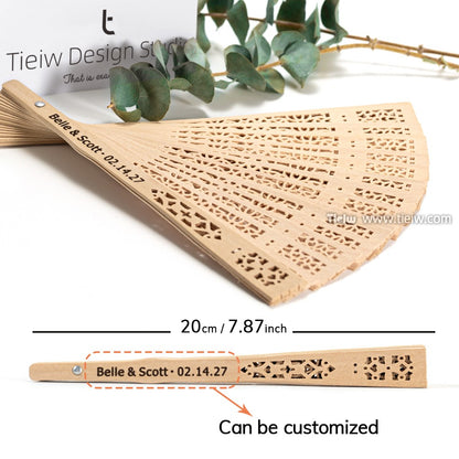 Custom Wedding Fans-Hand Fan For Bridal Shower Beach And Summer Wedding Favors-Personalized Rustic And Elegant Wooden Fan