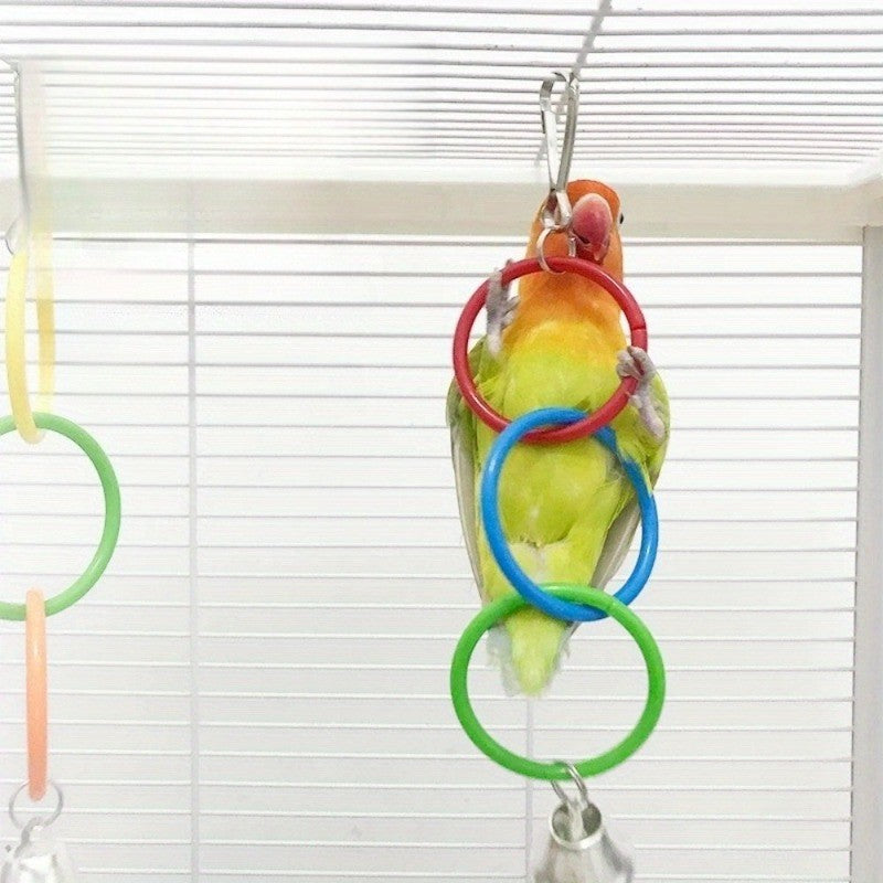 Brinquedo de Balanço Colorido para Papagaios Anéis de Escalada para Pássaros Papagaios Calopsitas Periquitos