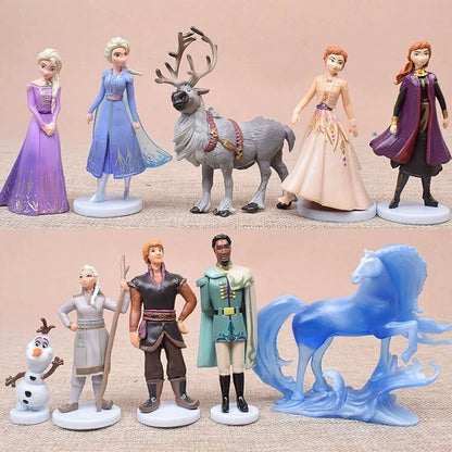 10 pçs/lote Disney Novo Frozen 2 Anna Elsa Bonecos de Ação Kristoff Olaf Coleção de Bonecas para Meninas de 5 a 11cm