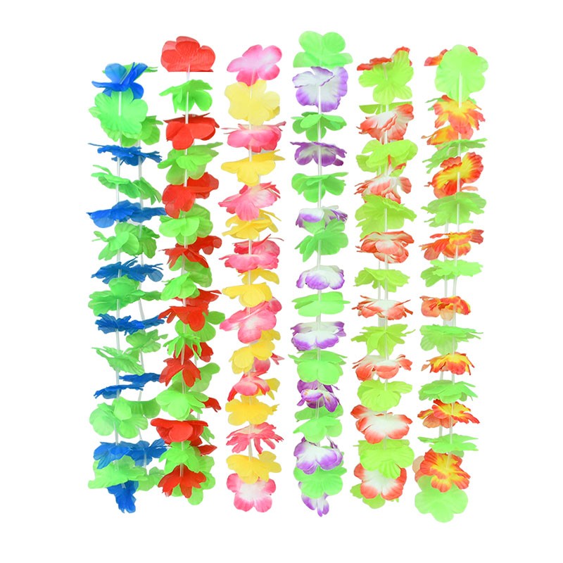 10/20/50pcs Hawaiian Flower Wreath Necklace Summer Tropical Birthday Party Decoration Luau Wedding Artificial Flower Garland Lei