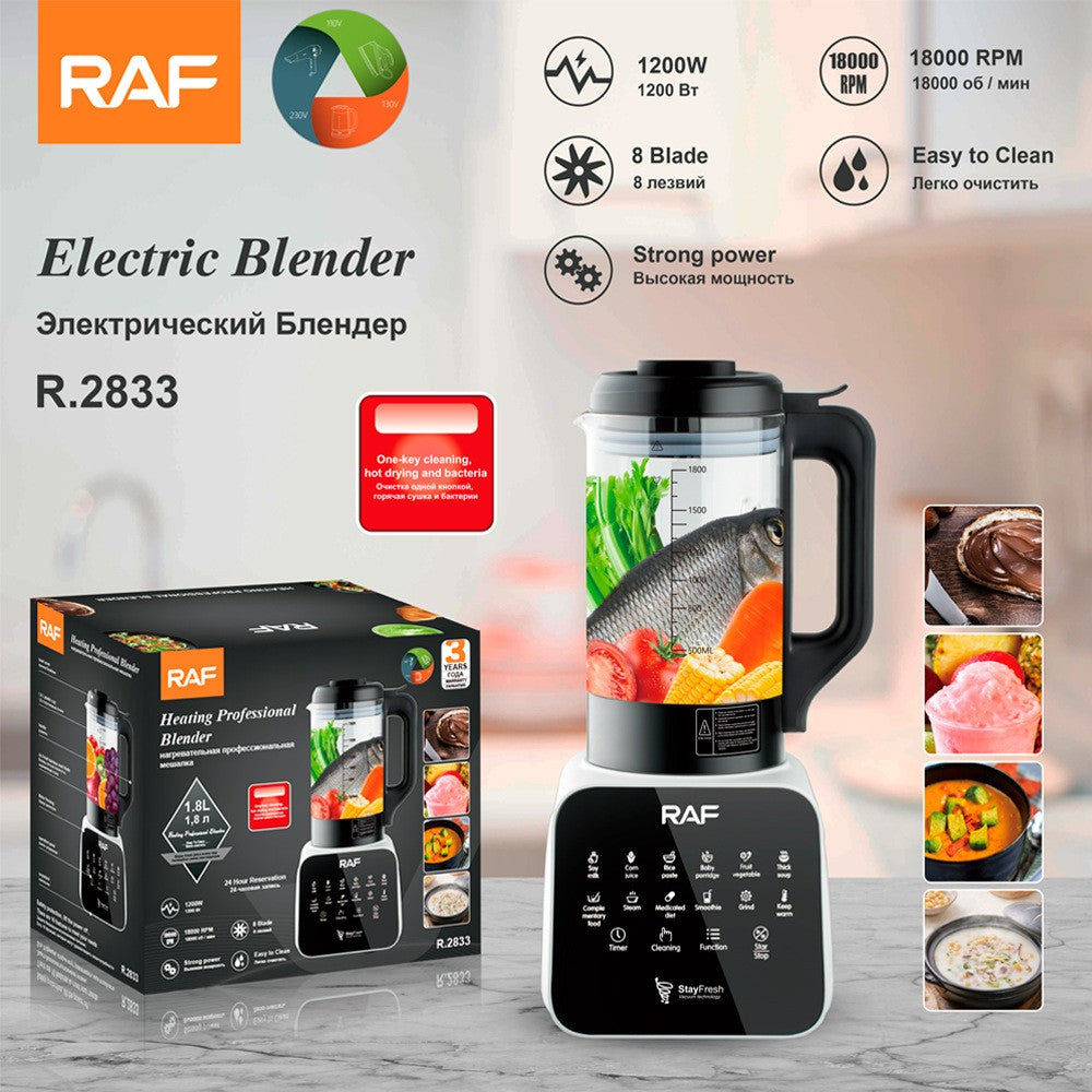 Liquidificador Multifuncional RAF Padrão UE 1.8L Espremedor Automático de Frutas e Vegetais com Copo de Vidro Eletrodoméstico de Cozinha