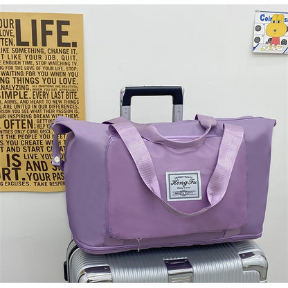 Double-layer expandable large-capacity luggage bag, new multi-functional foldable portable gym bag, sports travel bag-tan