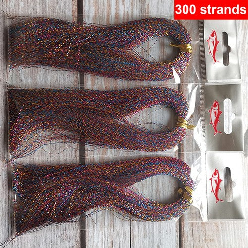 Pacote com 3 ou 10 unidades de 300 fios de tinsel torcido para iscas de pesca com mosca, linha de amarração, flash de cristal brilhante, material DIY
