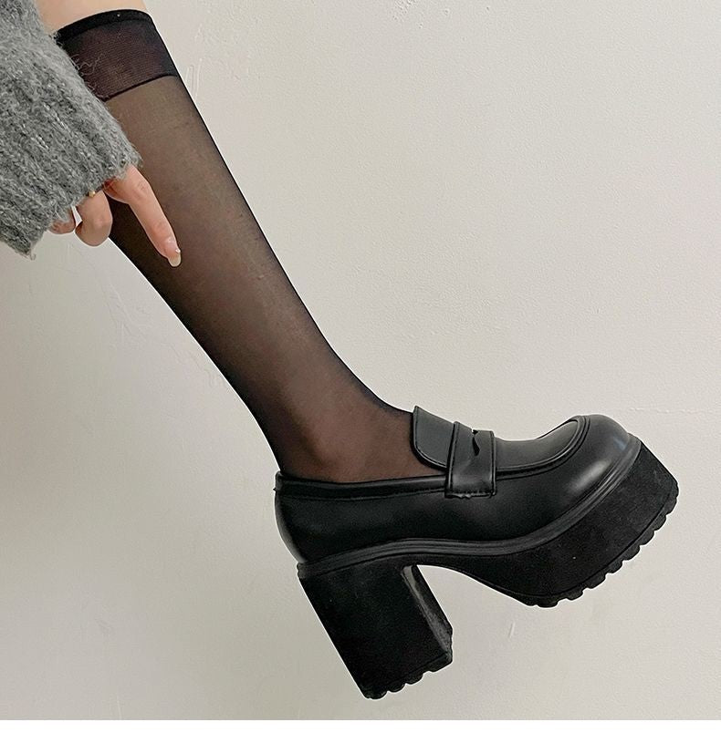 autumn Platform Mary Jane Shoes Ladies Hot Sale High Heels Loafers Women Shoes Retro Chunky Heels Pumps Woman Uniform College