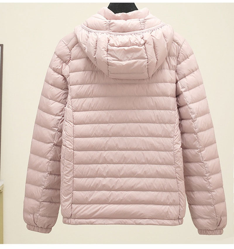 Schinteon Women Ultralight 90% White Duck Down Jacket with Removable Hood Autumn Winter Thin Outwear Portable Storage 2024 New
