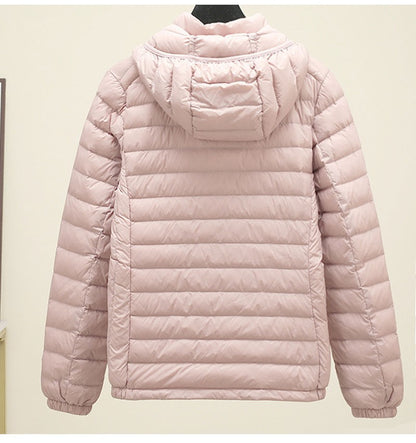 Schinteon Women Ultralight 90% White Duck Down Jacket with Removable Hood Autumn Winter Thin Outwear Portable Storage 2024 New