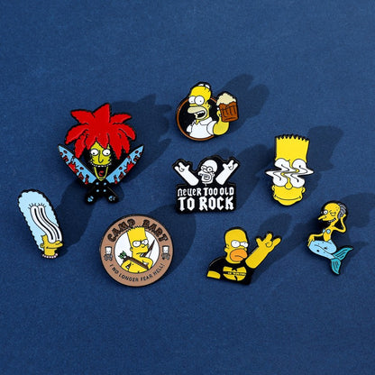 8 Peças The Simpsons Esmalte Pin Desenho Animado Bart Simpson Homer Jay Simpson Broche de Metal Jaqueta Jeans Lapela Joias Brinquedo