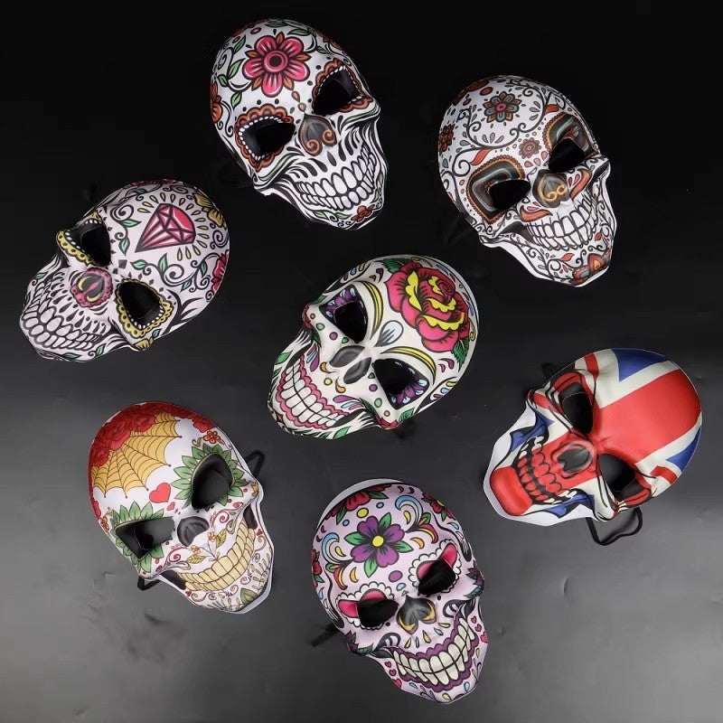 2023 Masks Mexican Day of The Dead Skull Mask Cosplay Halloween Skeletons Print Masks Dress Up Purim Party Costume Prop