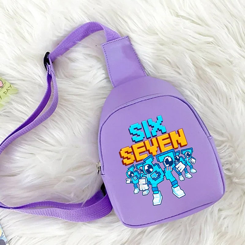 Children Chest Bag Six Seven Italian Brainrot Kids Bag for Girl Boy Daily Travel Purse Cartoon 6 7 Memes Long Strap Shoulder Bag