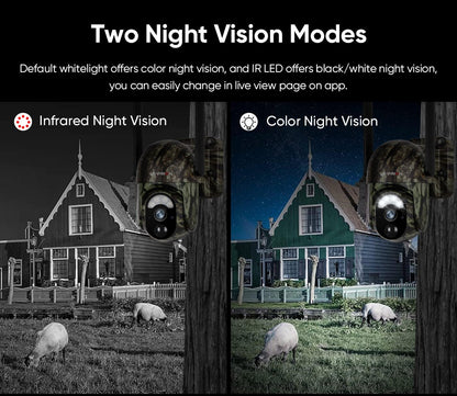 LS VISION 4G /WFII Solar Security Cameras Wireless Outdoor  2K HD Video Surveillance Color Night Vision Human/Animal Detection