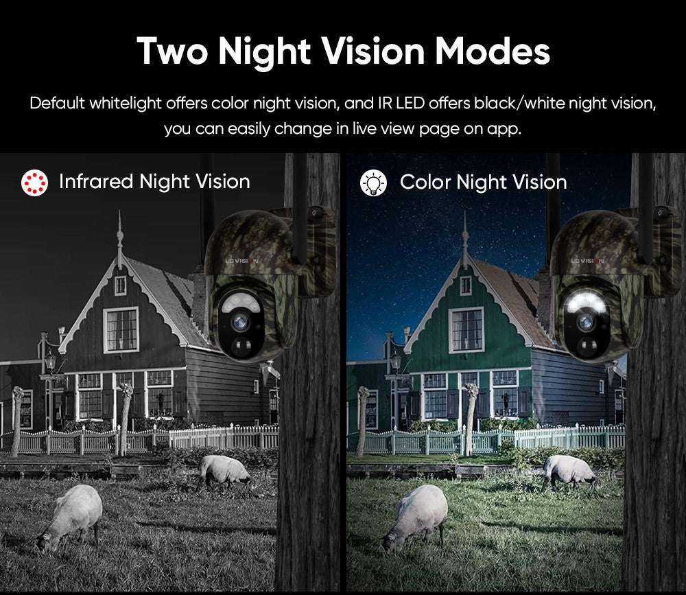 LS VISION 4G /WFII Solar Security Cameras Wireless Outdoor  2K HD Video Surveillance Color Night Vision Human/Animal Detection