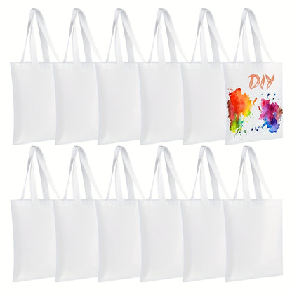 Pacote com 6 Sacolas Reutilizáveis em Branco para DIY - Laváveis, Ideais para Projetos de Transferência de Calor/Sublimação, Compras e Afazeres