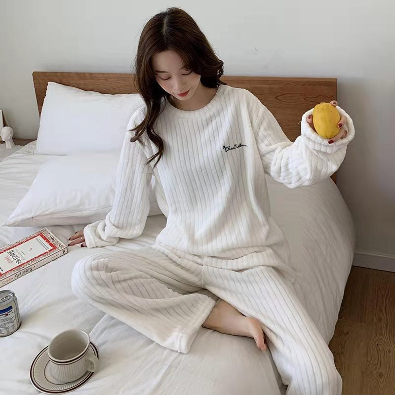 New Autumn/Winter Coral Fleece Pyjamas for Women Thickened Homewear Student Comfort Cotton Fleece Plus Size Fashion Pyjama Set