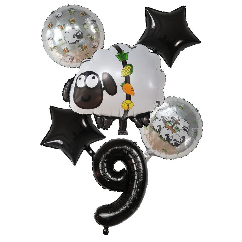 6pcs White Head sheep Foil Balloons Children's birthday party decor Baby Shower wedding marriage room balloons