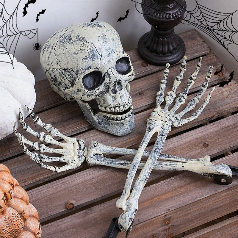 Decorações de Halloween para Casa Crânio Esqueleto Adereços de Terror para Exterior Caveira e Mãos Realistas para Jardim Brincadeiras Festas e Suprimentos