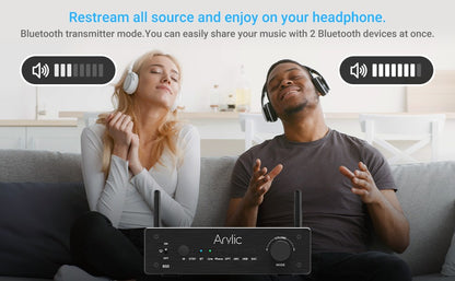 Arylic B50 Bluetooth 5.2 Transmitter Receiver AptX HD Audio Adapter Wireless Audio Amplifier for TV Home Headphones Stereo