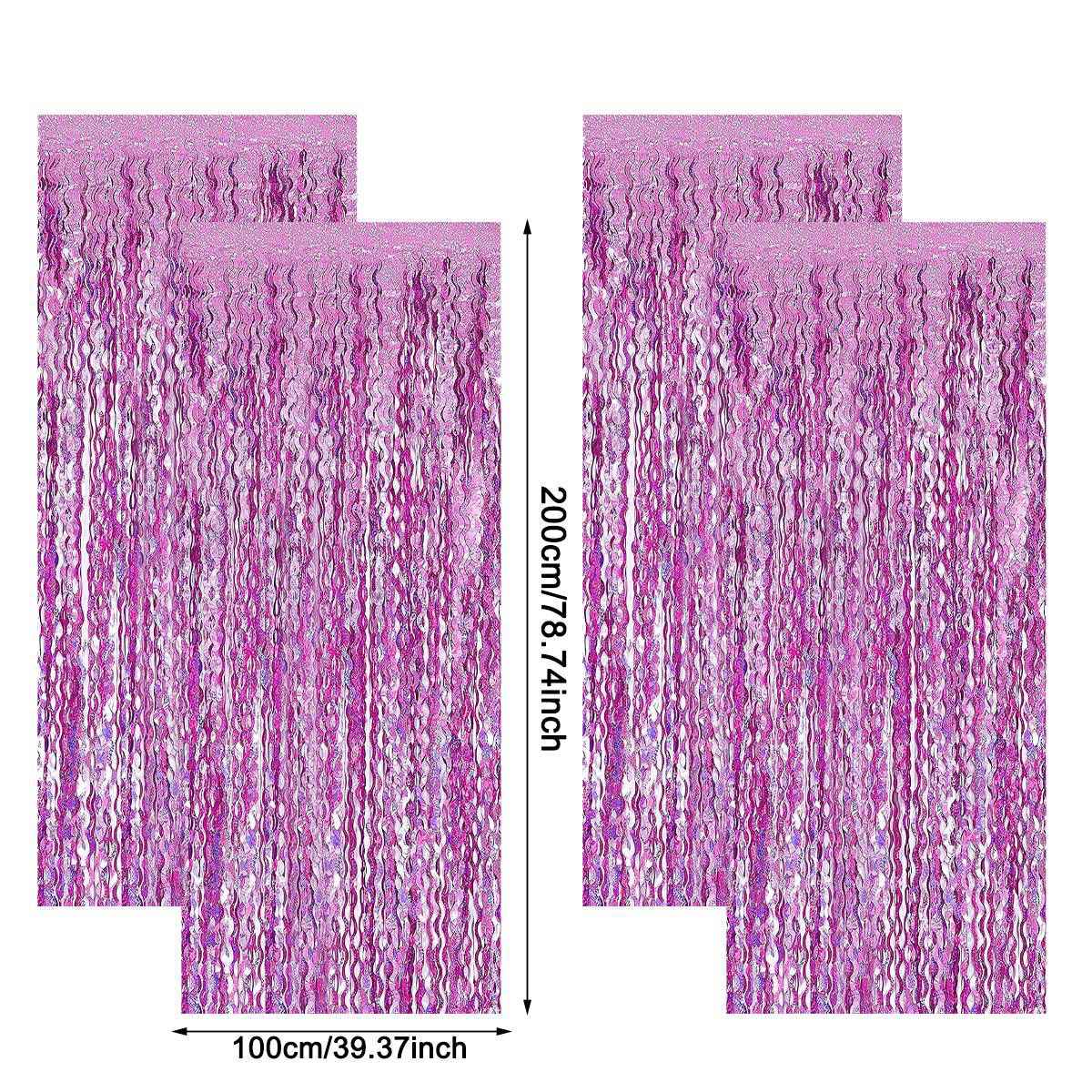 1x2m Wave Pattern Foil Curtain Decor Balloon Rain Tinsel Fringe Streamer Background for Birthday Party Wedding Decoration