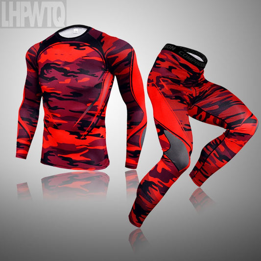 Men Compression Jogging suit Winter Thermal underwear Sports Suits Warm Men's Tr