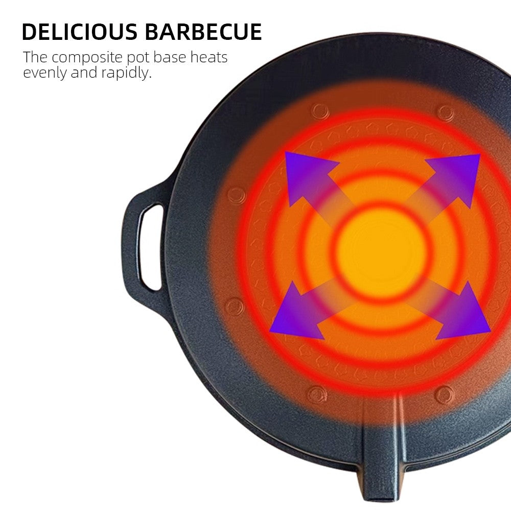 KOSUN Non-stick Barbecue Pan Stone Coated Cast Aluminum Korean Grill Pan Guipan Pot with Pour Mouth for Gas and Induction Stove